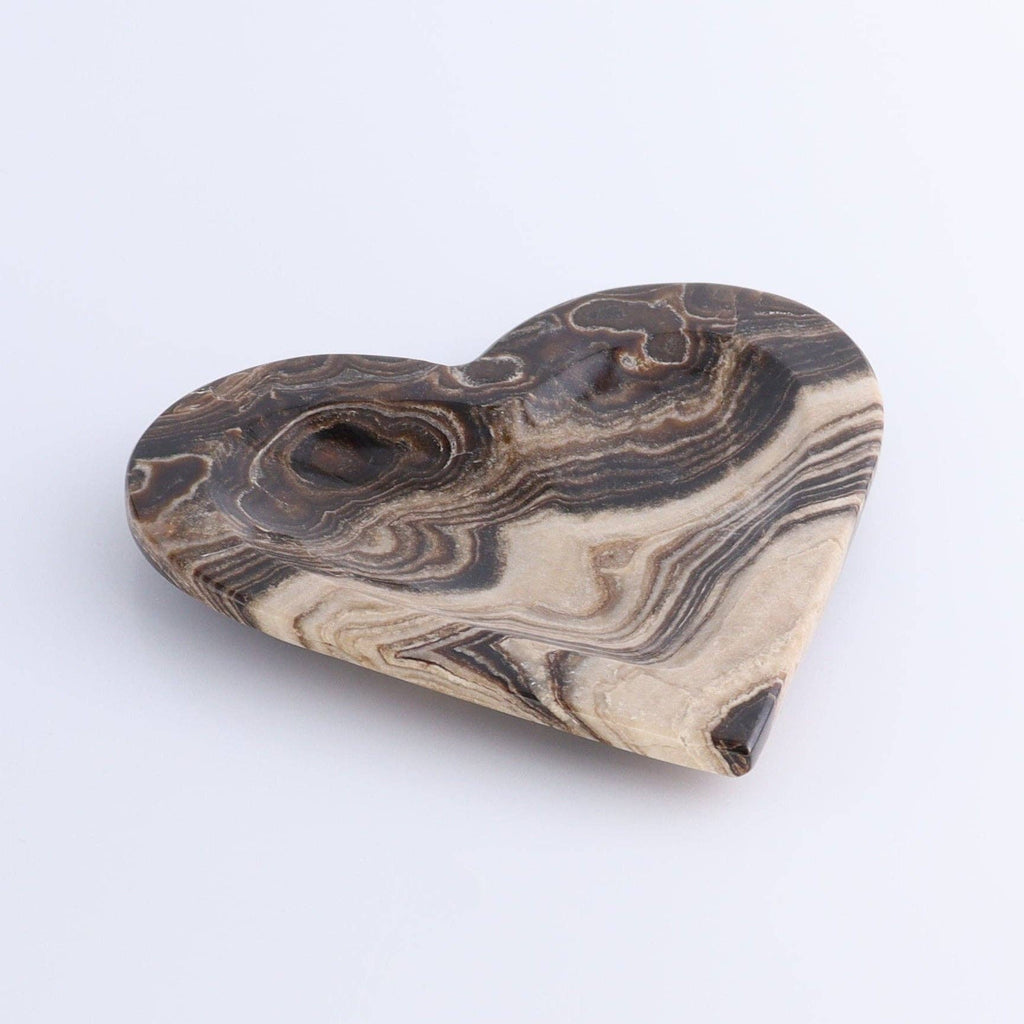 Chocolate Onyx + Calcite Heart Dish