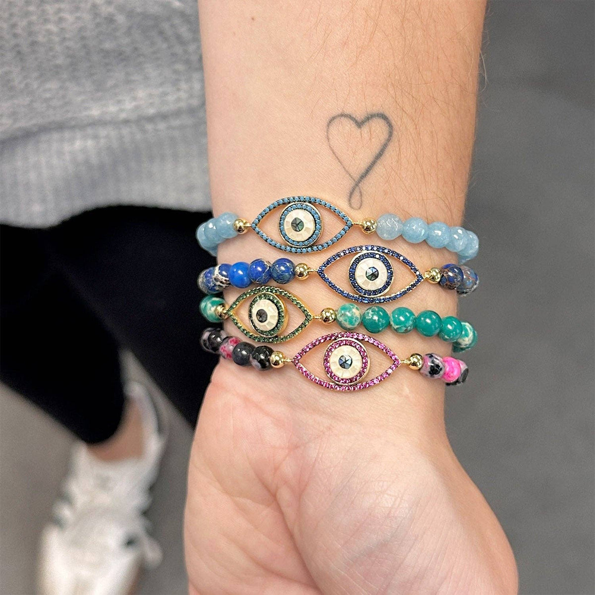 Evil Eye Gemstone Stretch Bracelet