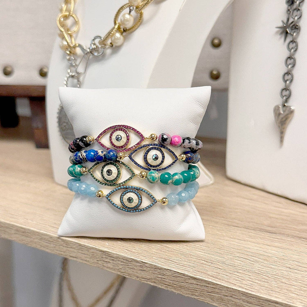 Evil Eye Gemstone Stretch Bracelet