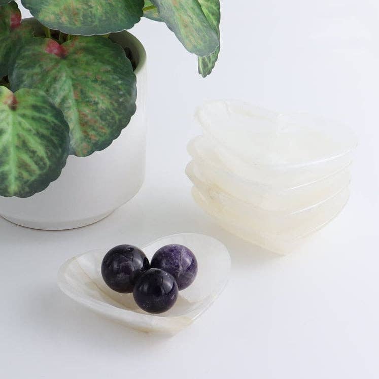 Mexican Onyx + Calcite White Heart Dish