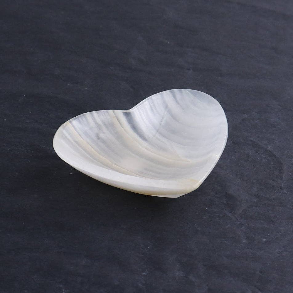 Mexican Onyx + Calcite White Heart Dish