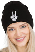 Peace Victory Rebel Skeleton Beanie