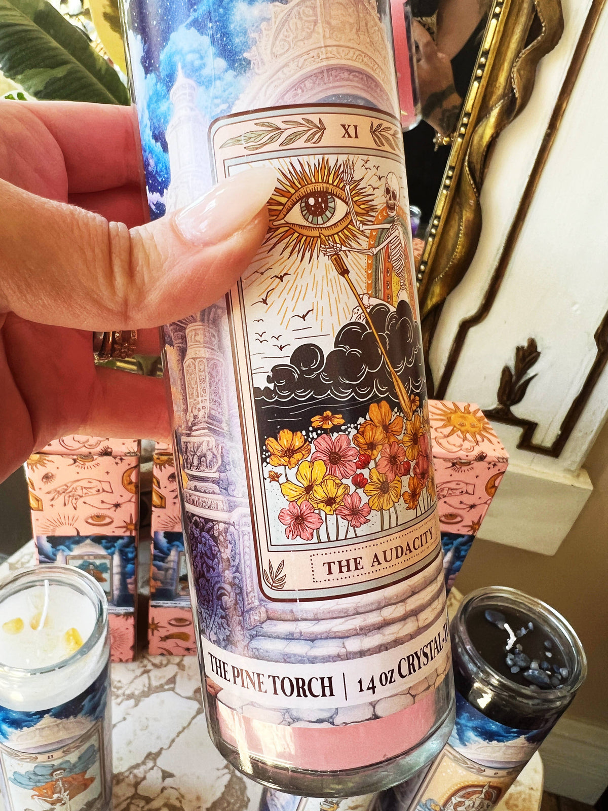 The Audacity Crystal Topped Altar Candle