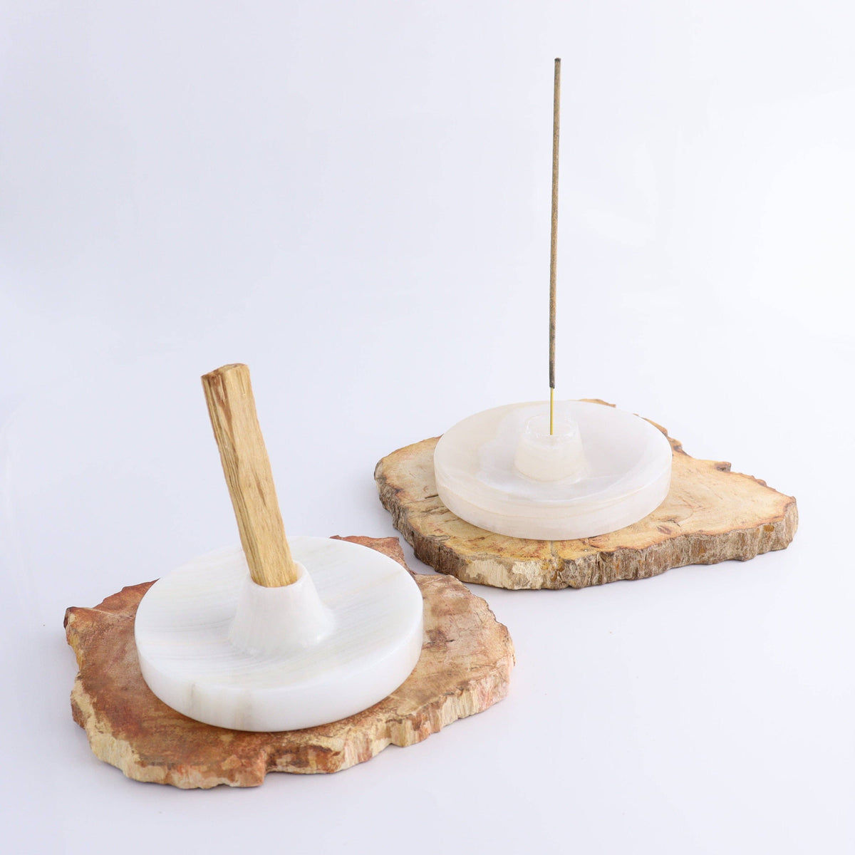 White Onyx Ritual Holder — Smoke Cleanse + Taper Candle Trivet