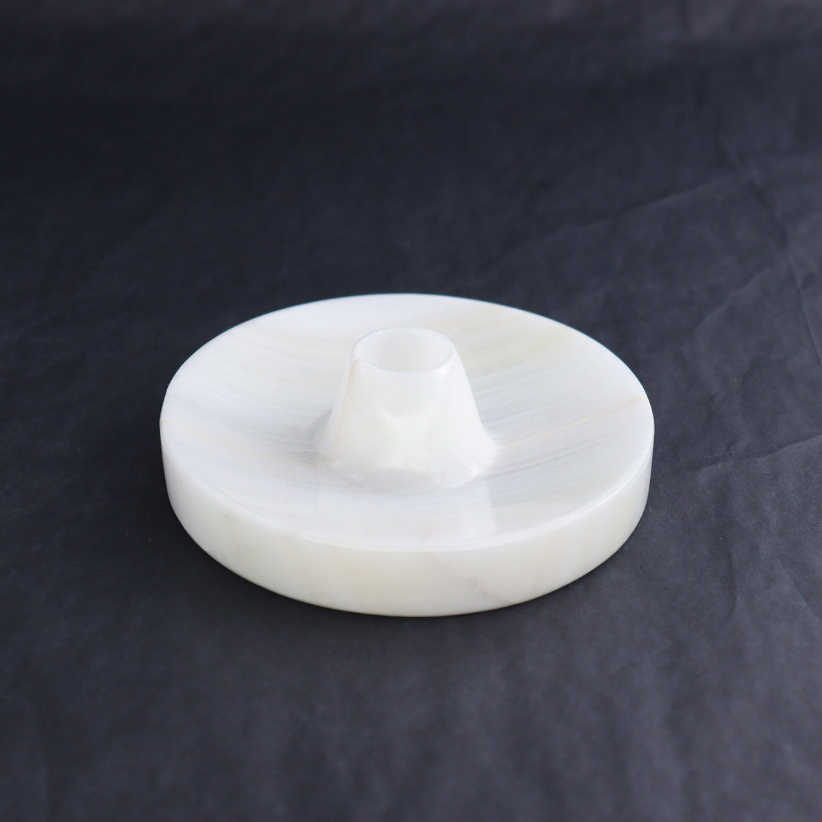 White Onyx Ritual Holder — Smoke Cleanse + Taper Candle Trivet