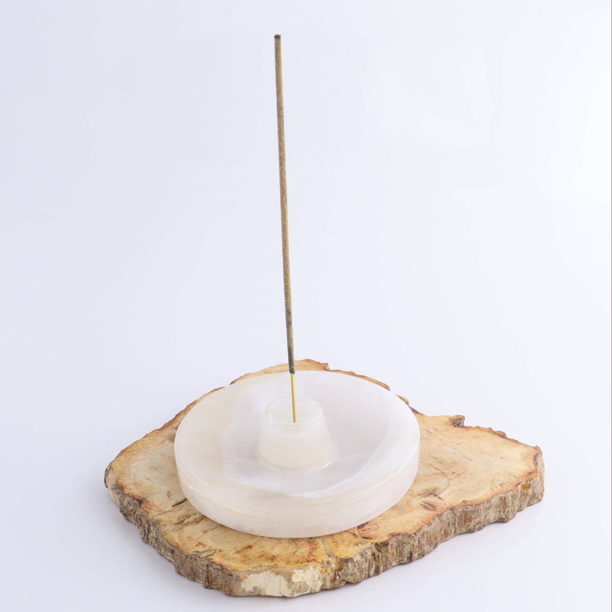 White Onyx Ritual Holder — Smoke Cleanse + Taper Candle Trivet