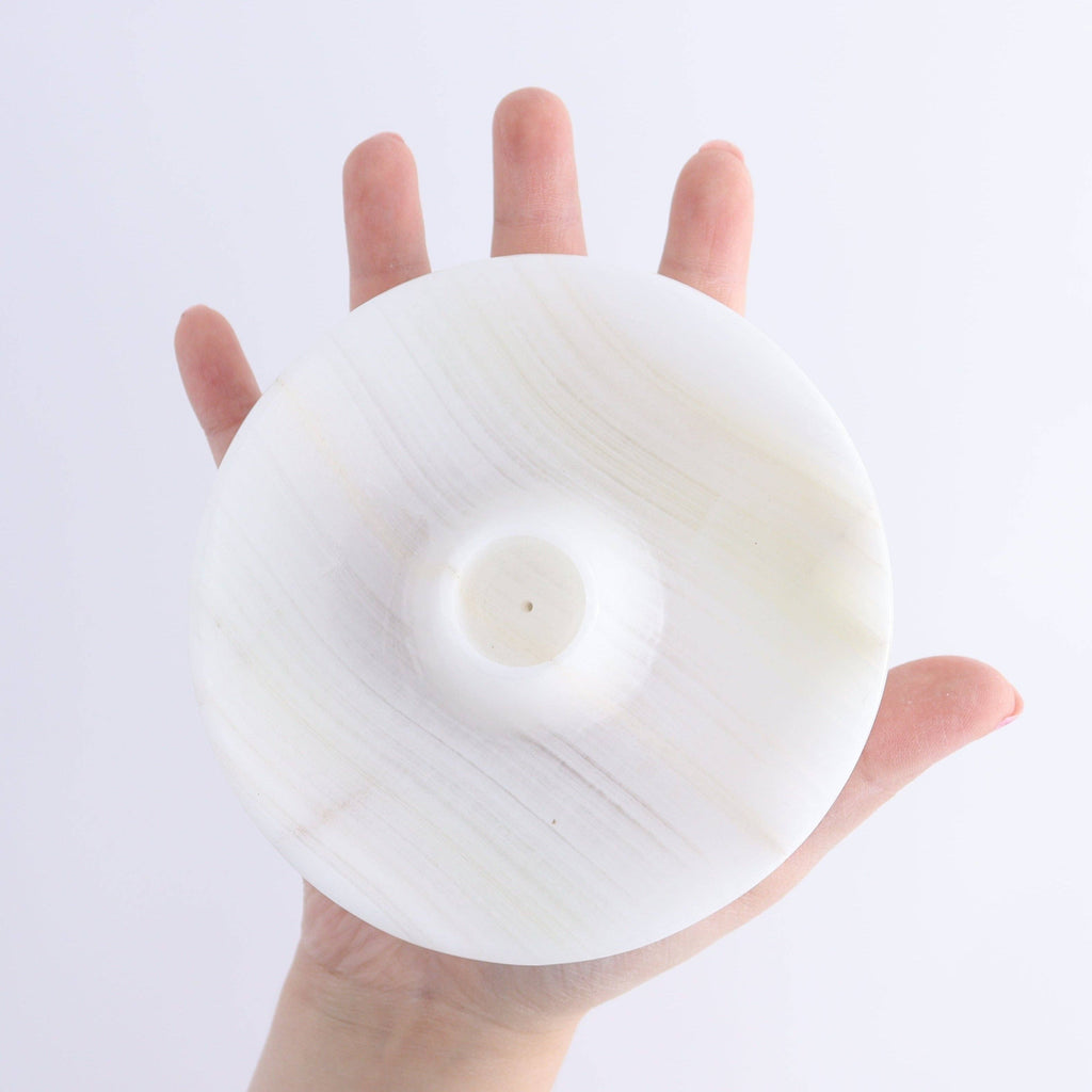 White Onyx Ritual Holder — Smoke Cleanse + Taper Candle Trivet
