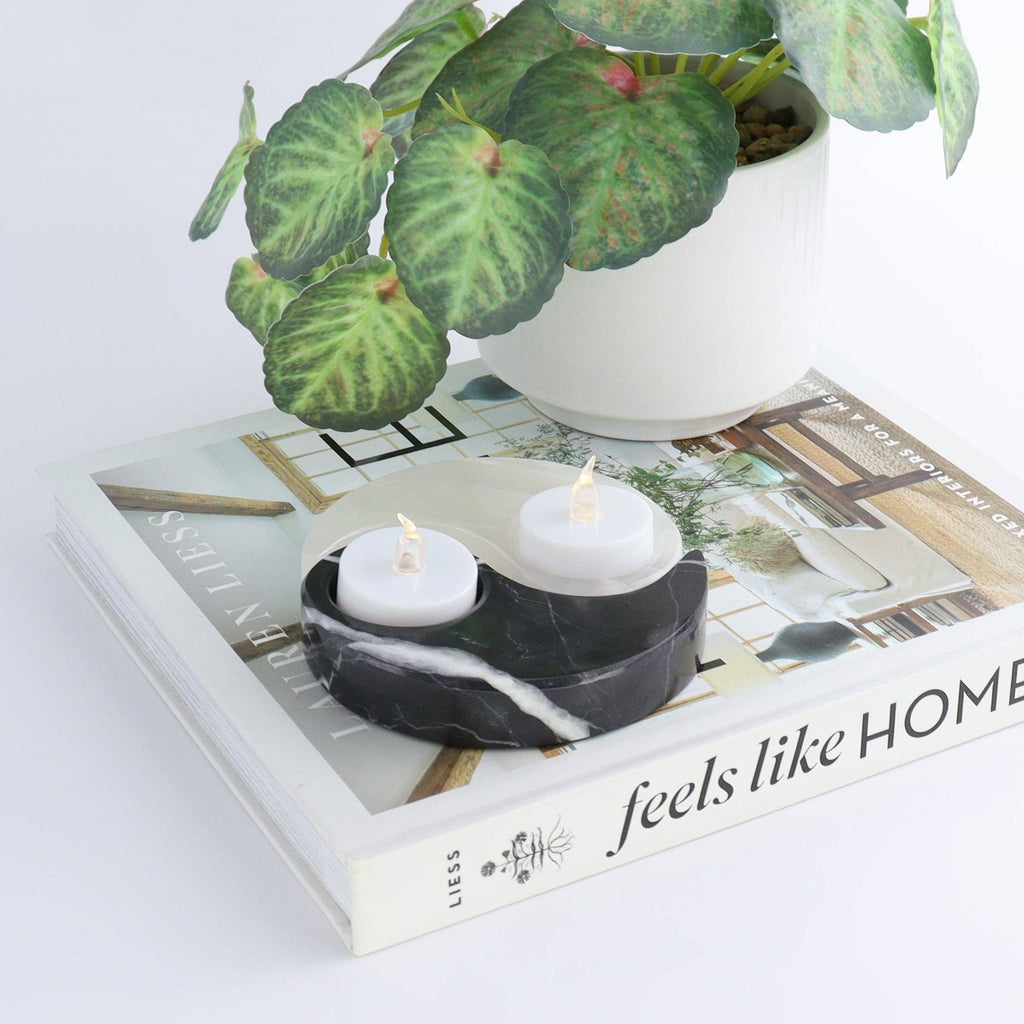 Yin Yang Onyx + Marble Candle Holder