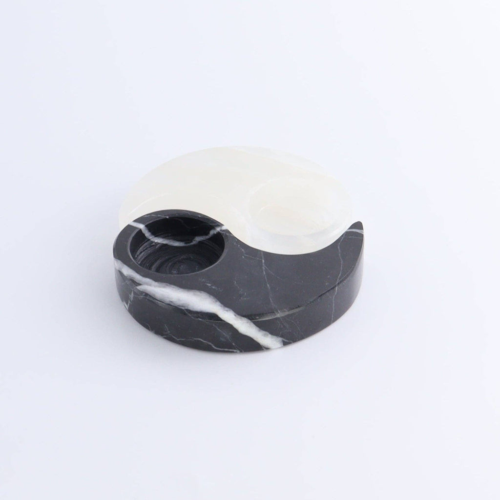 Yin Yang Onyx + Marble Candle Holder
