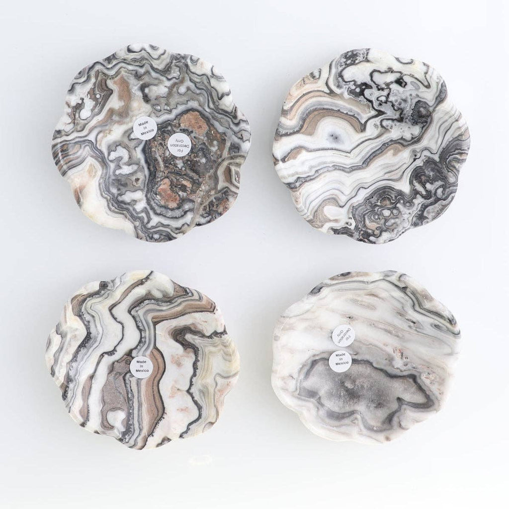 Zebra Onyx + Calcite Scalloped Ritual Dish