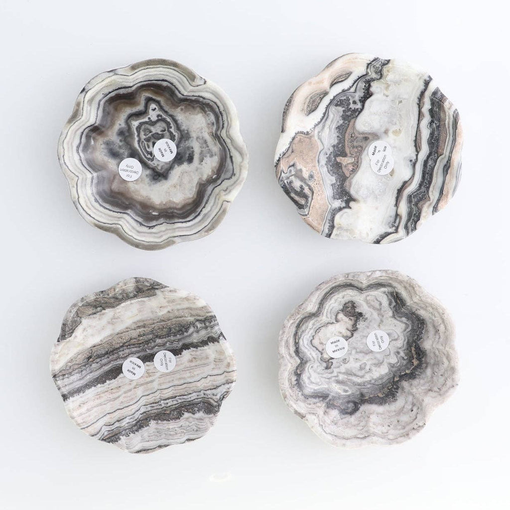 Zebra Onyx + Calcite Scalloped Ritual Dish