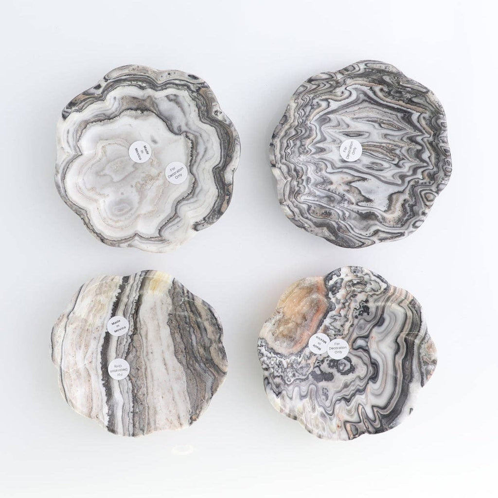 Zebra Onyx + Calcite Scalloped Ritual Dish