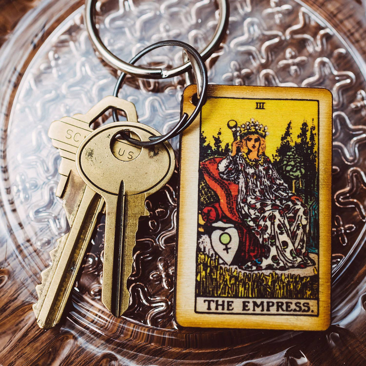 Tarot - 3 - The Empress Full Color Wooden Keychain